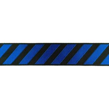Gurtband 4 cm breit mit Streifen Schwarz/Royalblau glänzend
